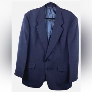 Hart Schaffner Marx Mens Blazer 46R Solid Black Fine Australian Wool Single Vent